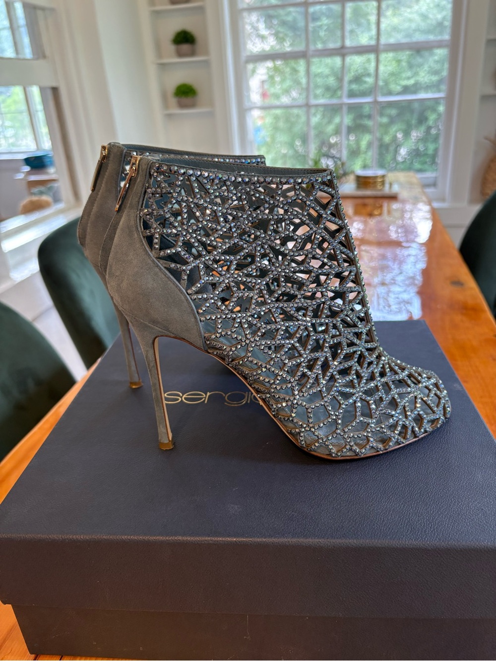 Sergio Rossi Swarovski Crystal Booties Size 39 | Made in Italy | Box & Dust Bag